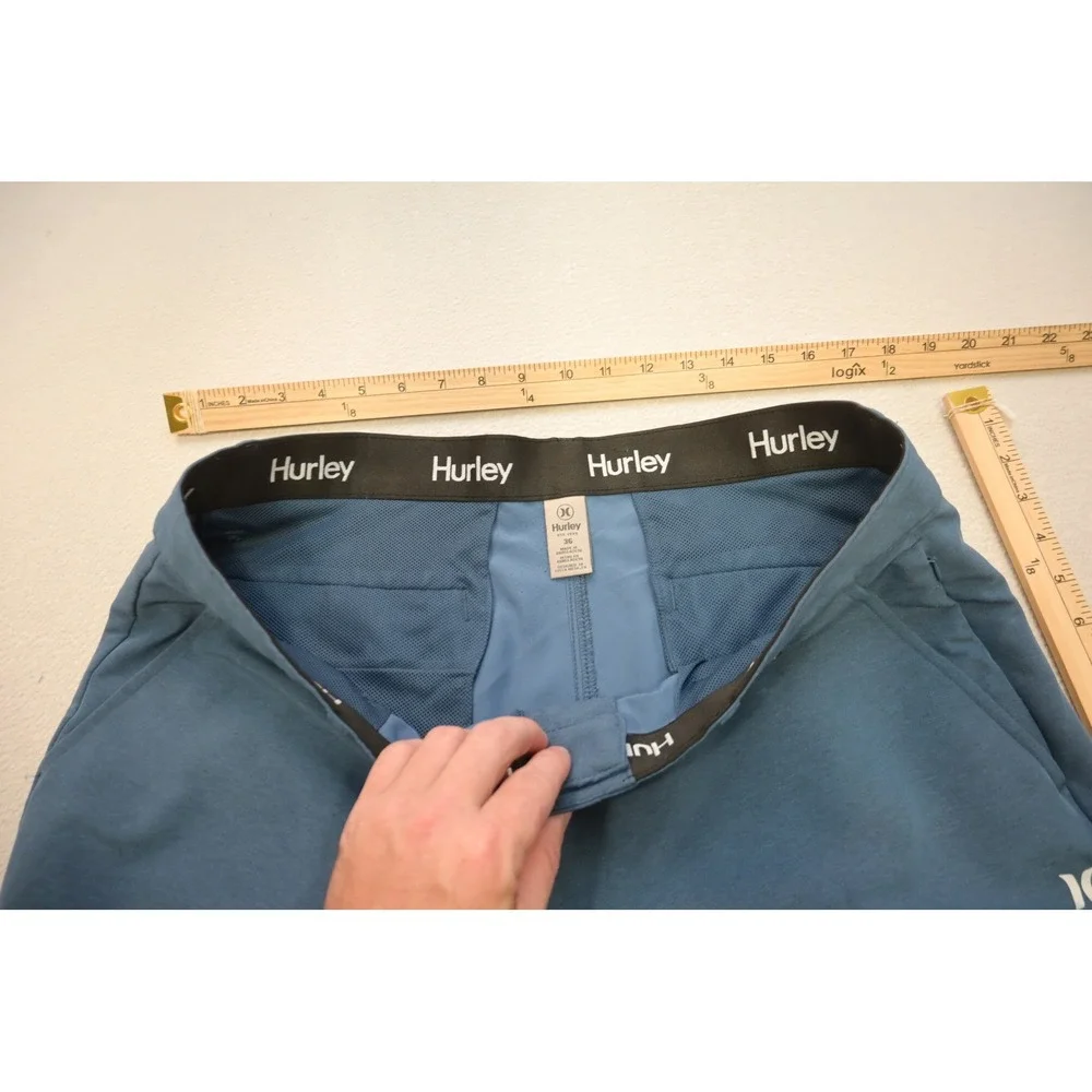 Hurley Hybrid Walk Shorts Mens 36 Blue Golf Athletic Zip Pocket Performance
